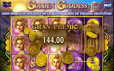 Celebrar gran premio en la slot Golden Goddess