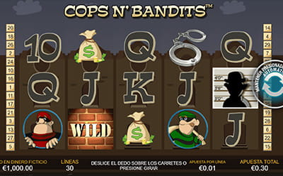 Pantalla de la versión móvil de la slot Cops N´ Bandits de Playtech