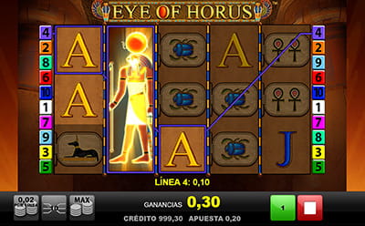 Símbolo wild Horus en la slot Eye of Horus convierte un símbolo de pago en otro de mayor valor