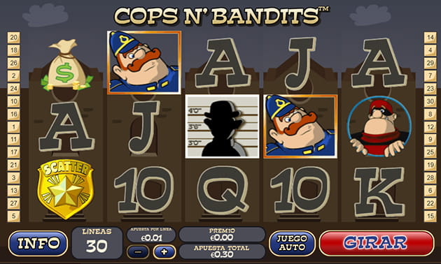 Panel inicial de la tragaperras Cops N´ Bandits