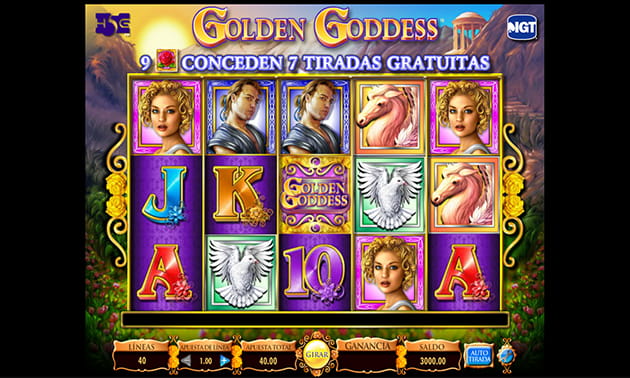 La pantalla inicial de la slot Golden Goddess de IGT