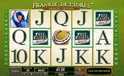 Desbloqueo de los giros gratis en la slot Frankie Dettori´s Magic Seven