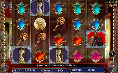 Panel de control de la slot The Game of Chronos Lion, mostrando tres símbolos reloj arena que desbloquean los giros gratis